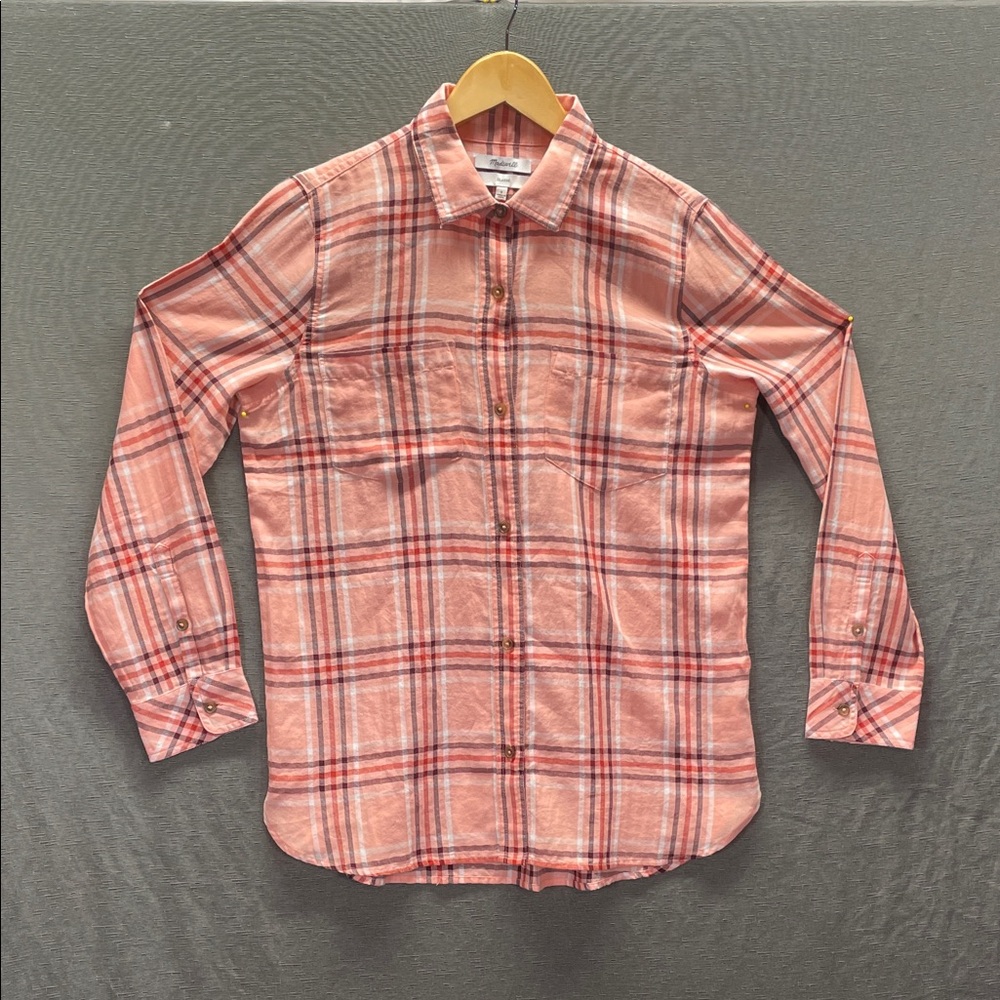 Madewell Pink Plaid Button-Down‎ Shirt